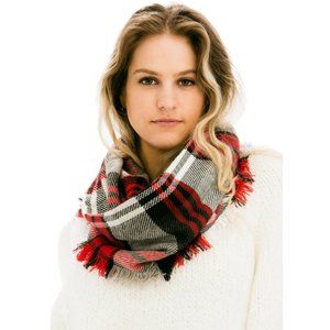 Plaid Infinity Scarf - Red/Black